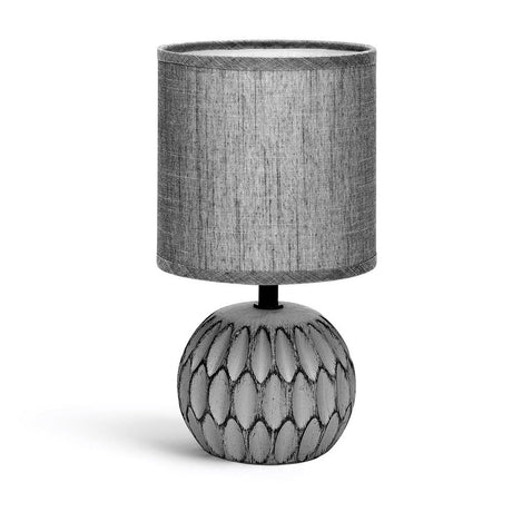 Elegante dunkelgraue Tischlampe mit Stoffschirm.
