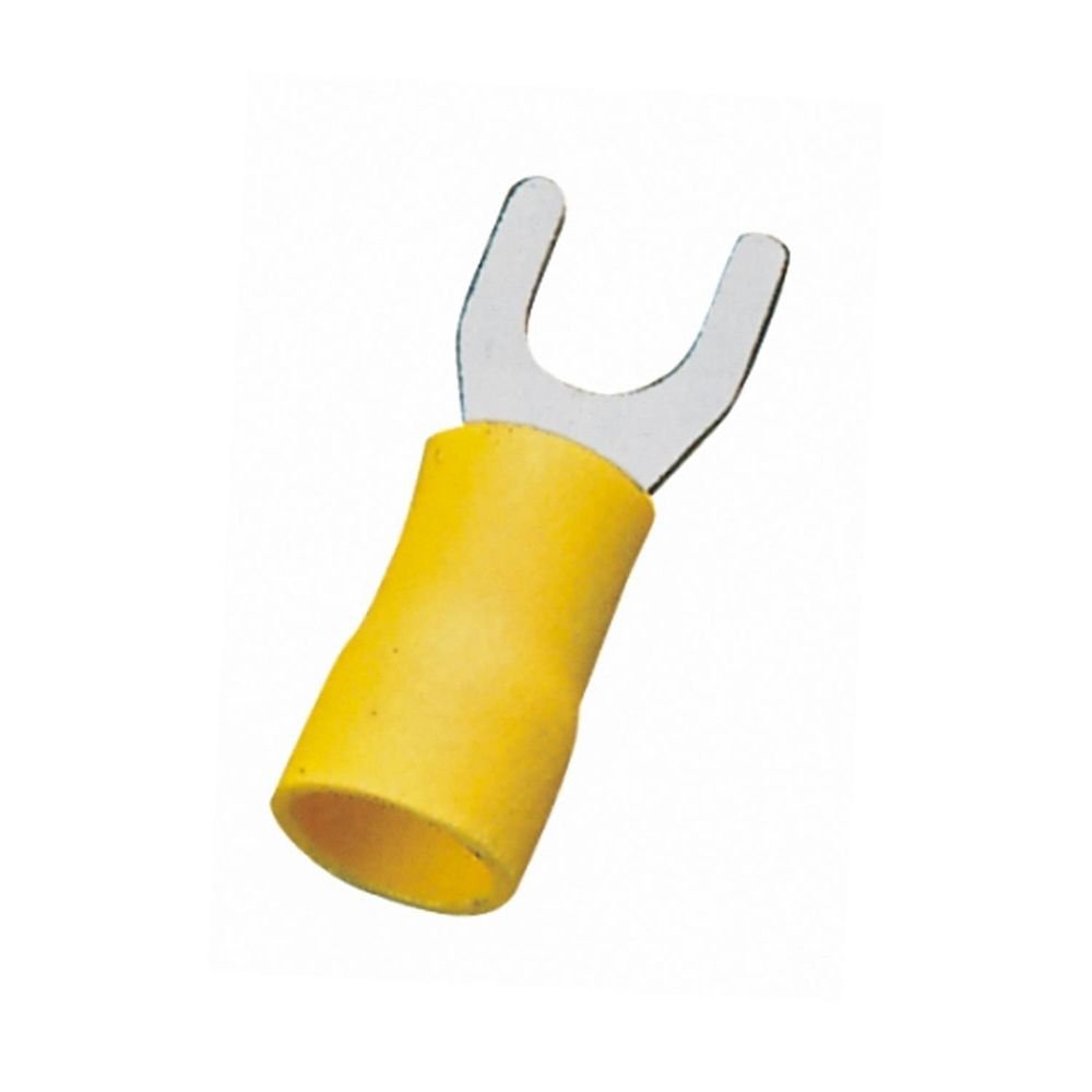 Gabel-Kabelschuhe, isoliert, 15 Stk., 5,5 - 6 mm², 25,5 x 9,8 x 6,7 mm, gelb.