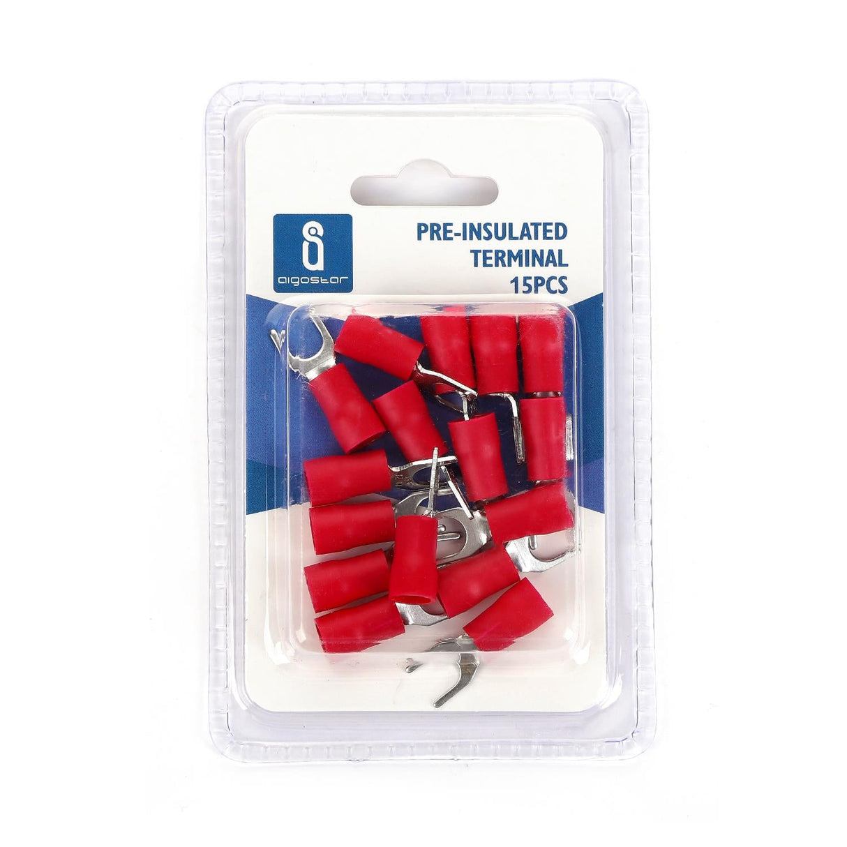 Gabel-Kabelschuhe, isoliert, 15 Stk., 5,5 - 6 mm², 25,5 x 9,8 x 6,7 mm, rot.