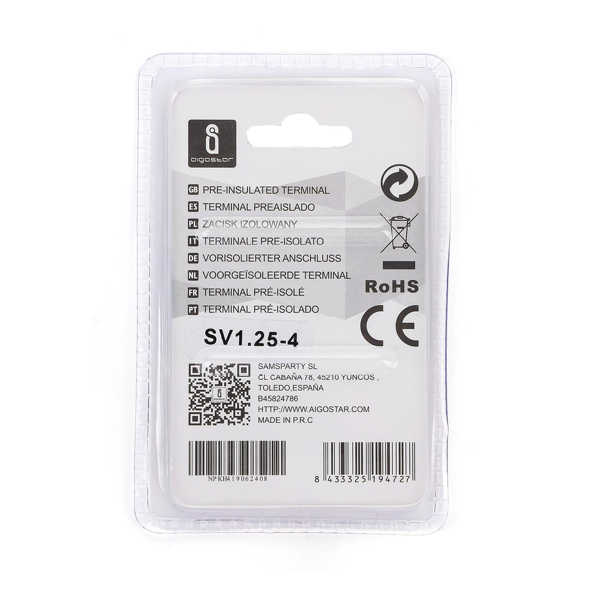 Gabel-Kabelschuhe, isoliert, 20 Stk., 1,25 - 4 mm², 21,7 x 6,4 x 4,3 mm, gelb.