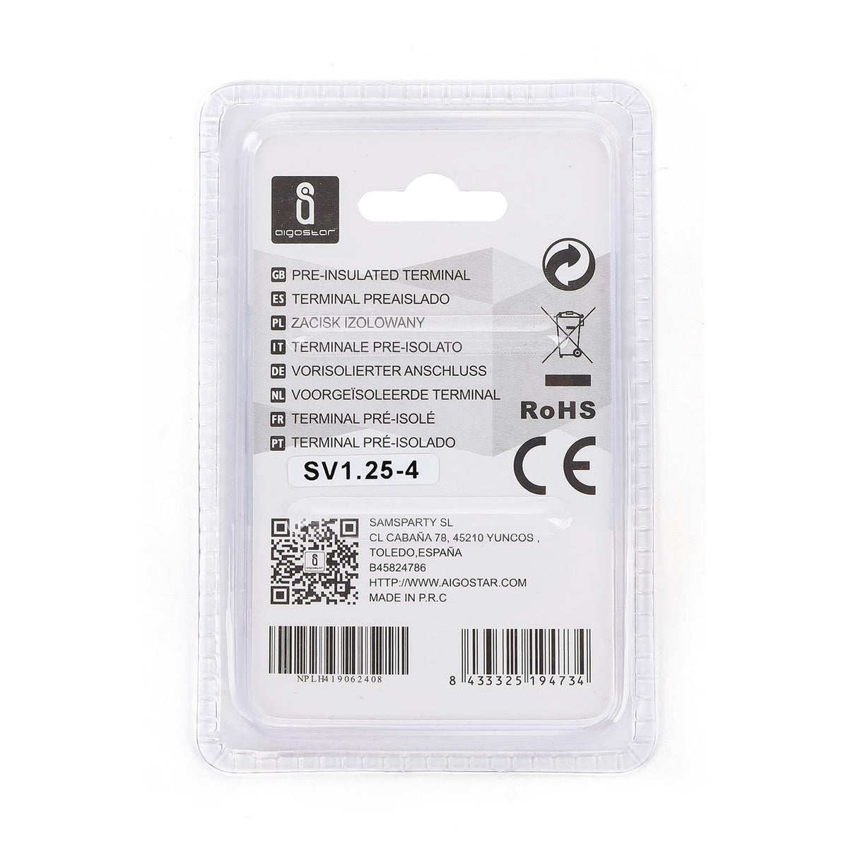 Gabel-Kabelschuhe, isoliert, 20 Stk., 1,25 - 4 mm², 21,7 x 6,4 x 4,3 mm, rot.