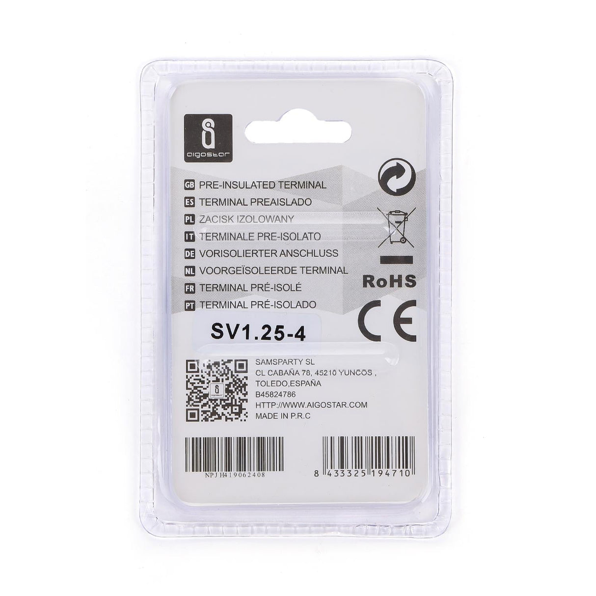 Gabel-Kabelschuhe, isoliert, 20 Stk., 1,25 - 4 mm², 21,7 x 6,4 x 4,3 mm, schwarz.