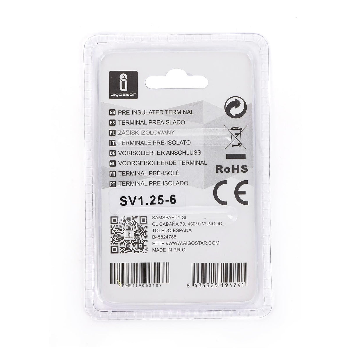 Gabel-Kabelschuhe, isoliert, 20 Stk., 1,25 - 6 mm², 21,2 x 9,5 x 4,3 mm, schwarz.