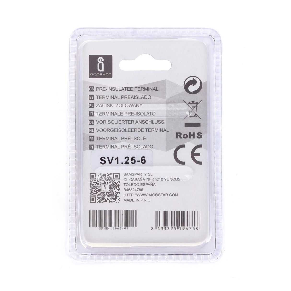 Gabel-Kabelschuhe, isoliert, 20 Stk., 1,25 - 6 mm², 21,2 x 9,5 x 4,3 mm, schwarz.