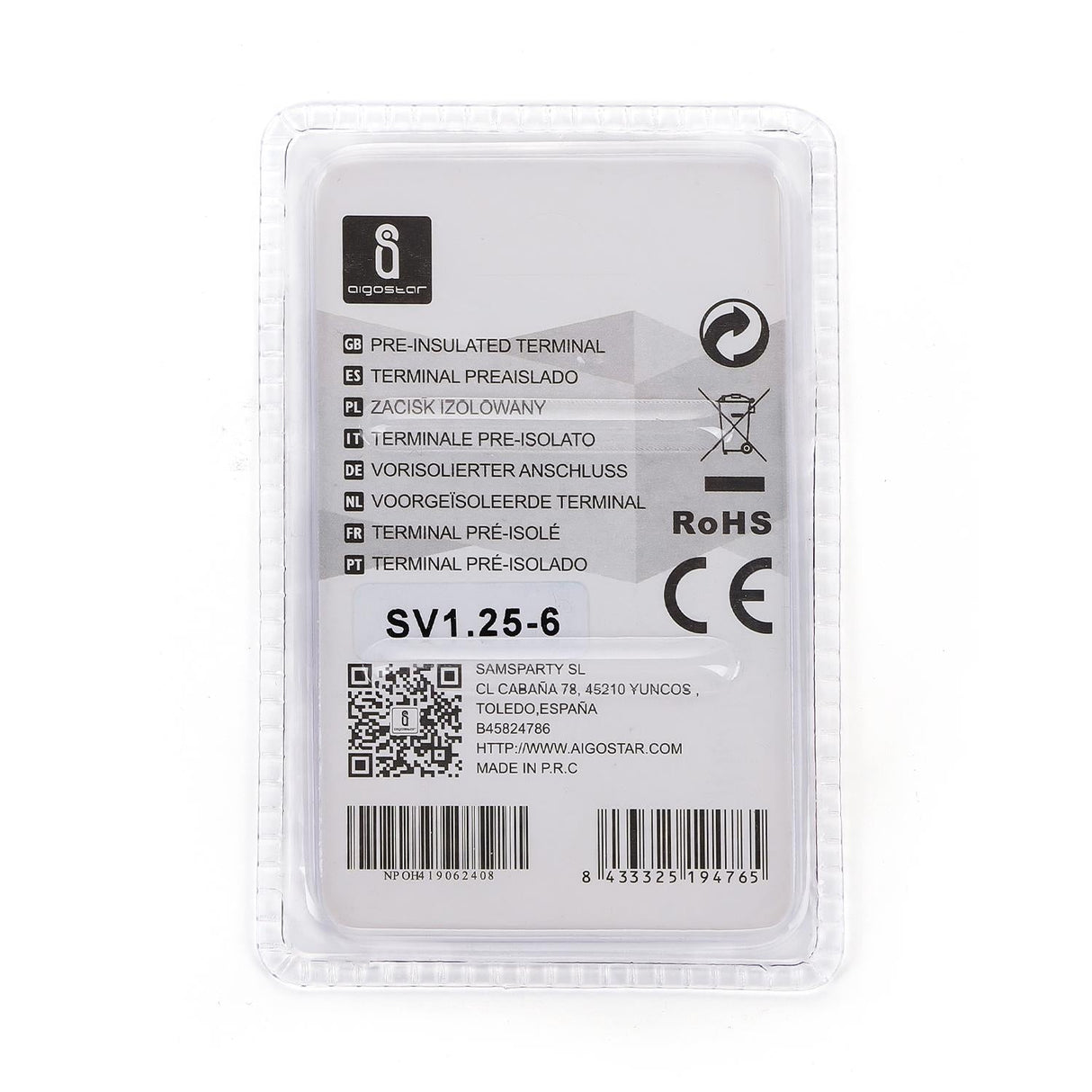 Gabel-Kabelschuhe, isoliert, 20 Stk., 1,25 - 6 mm², 21,2 x 9,5 x 4,3 mm, schwarz.