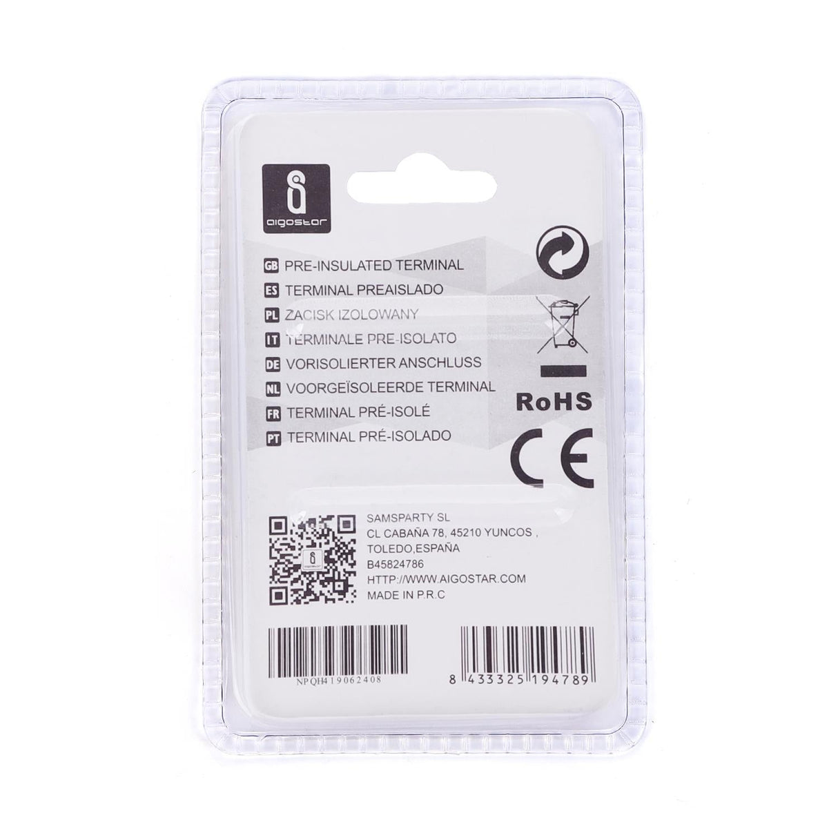 Gabel-Kabelschuhe, isoliert, 20 Stk., 2 - 6 mm², 21,7 x 10,5 x 4,9 mm, gelb.