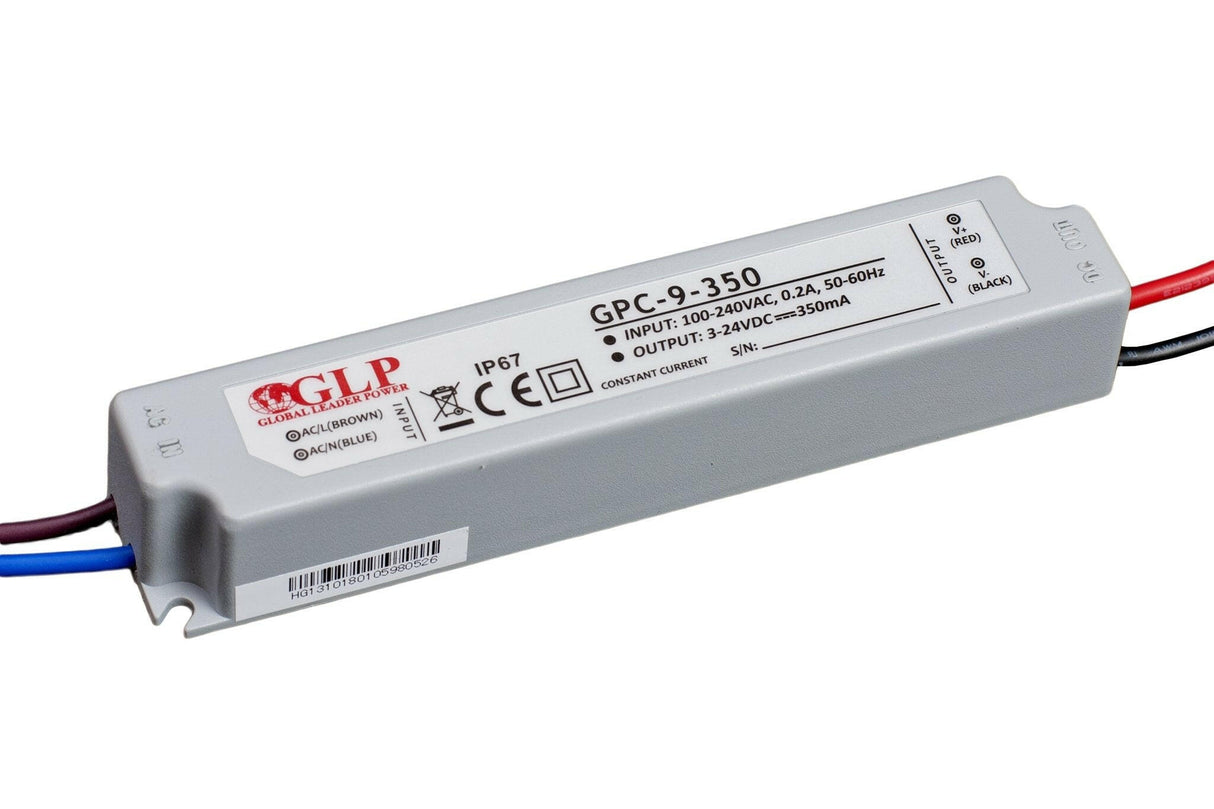 GPC-9: LED-Netzteil, 8,4 W Serie, IP67, konstant Strom, 3-24 V DC / 350 mA.