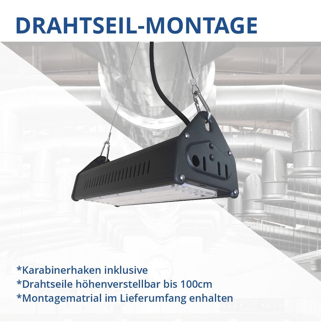 HighBay, linear, 100 W, 12000 lm, Hallenleuchte, IP65, 5000 K.