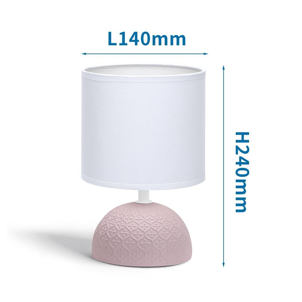 Klassische rosafarbene Tischlampe aus Keramik mit weißem Stoffschirm  Lichttechnik24.de.