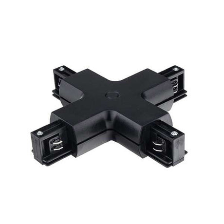 Kreuz-Verbinder für 3Ph. Stromschiene Schwarz.