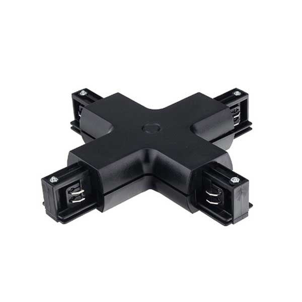Kreuz-Verbinder für 3Ph. Stromschiene Schwarz.