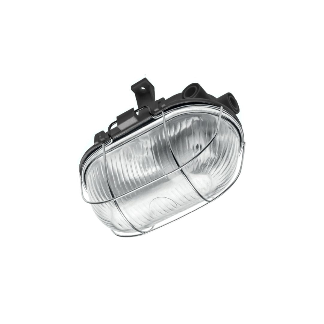 LED Aufbau Deckenleuchte, Kellerleuchte, E27, max. 40W, IP54, Metallgitter, schwarz.