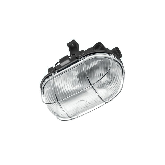 LED Aufbau Deckenleuchte, Kellerleuchte, E27, max. 40W, IP54, Metallgitter, schwarz.