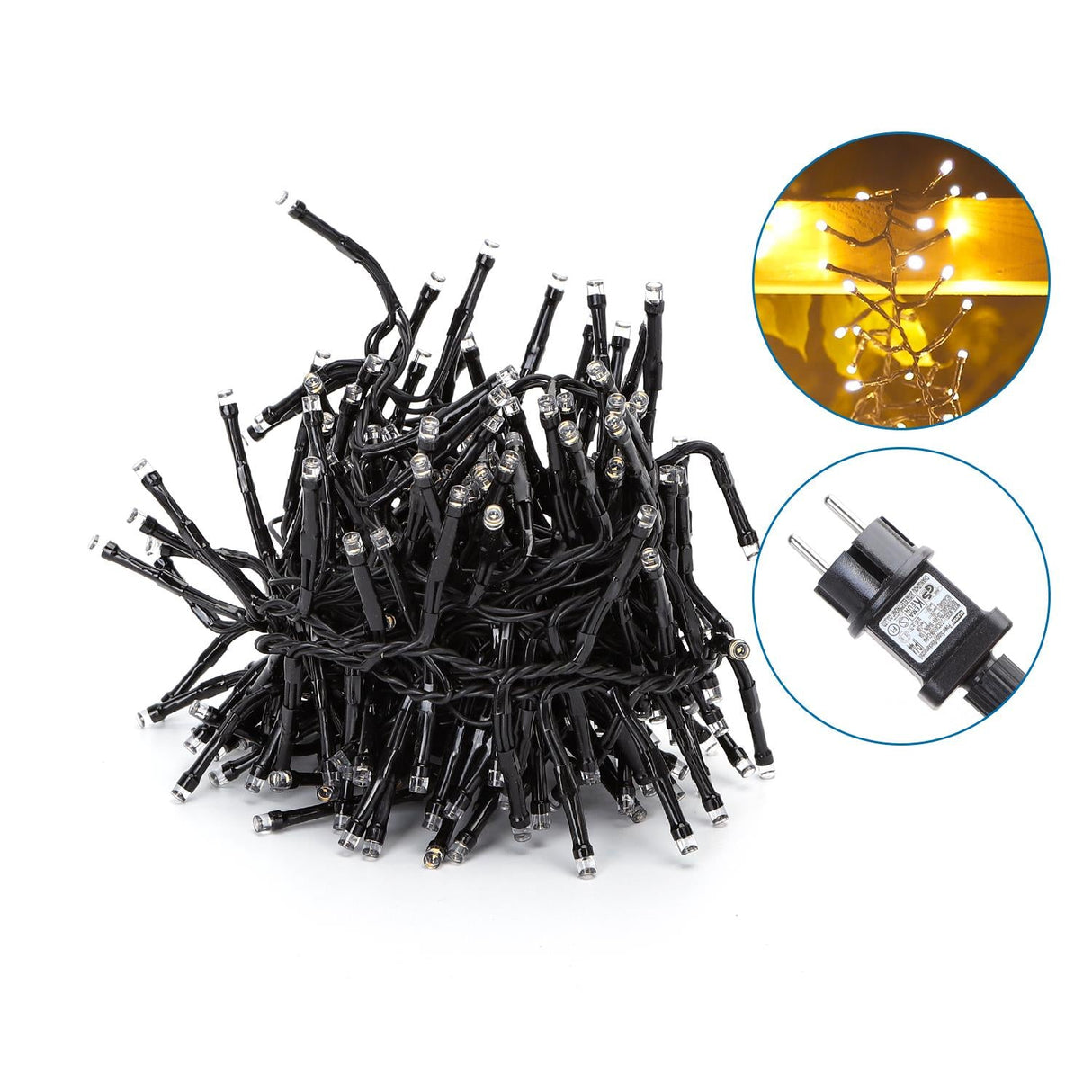 LED-Cluster-Lichterkette, 250er, warmweiß, 10 m.