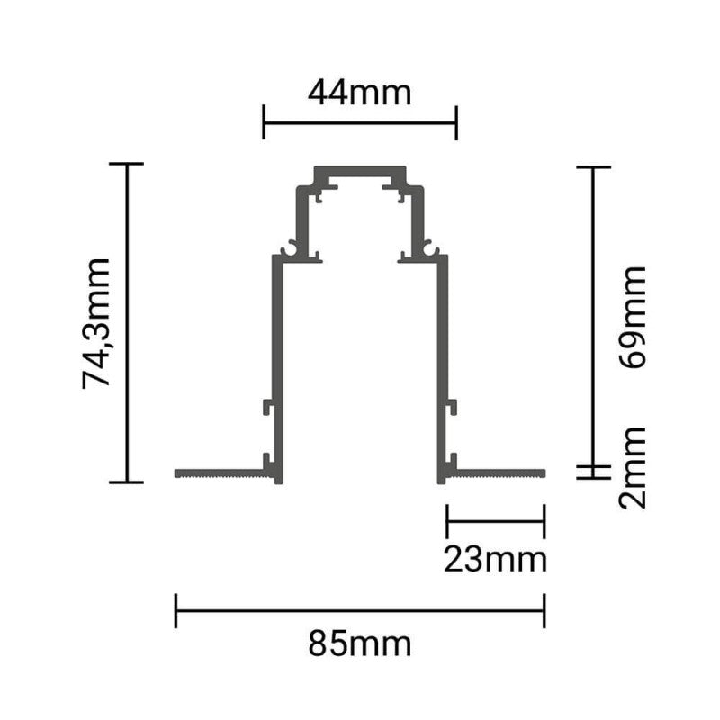 LED-Einbau-Schienensystem, R35, 3-Phasen, magnetisch, weiß, 1 m.