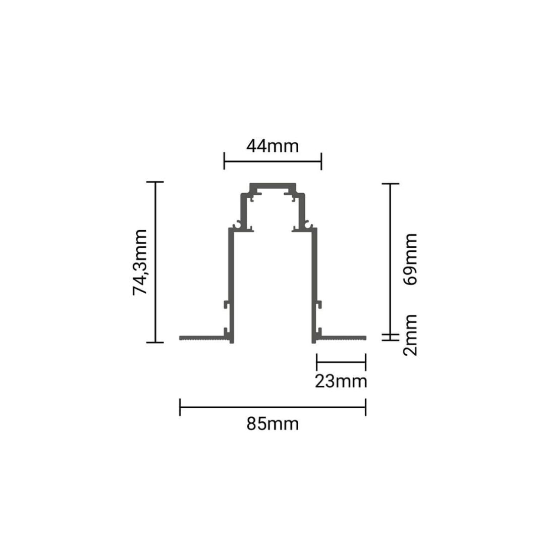 LED-Einbau-Schienensystem, R35, 3-Phasen, magnetisch, weiß, 1,5 m.