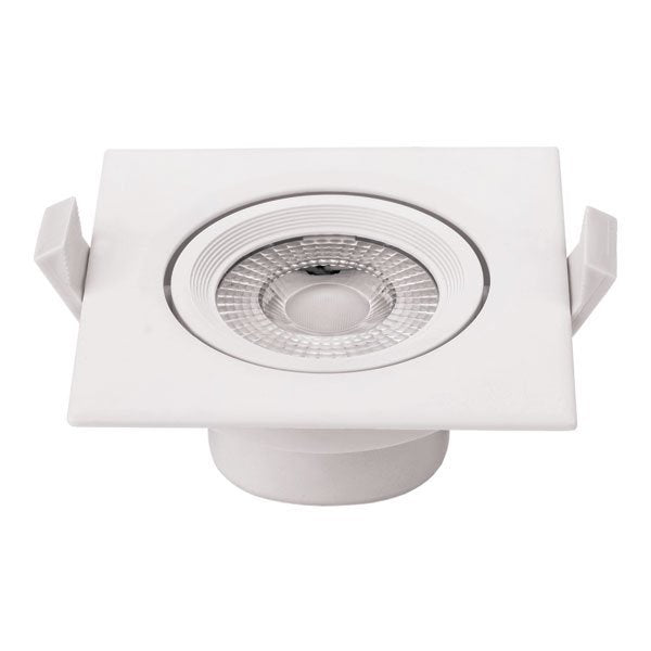 LED-Einbaustrahler, 5W, 375 Lumen, 50°, quadratisch, drehbar, 6000 K (kaltweiß).