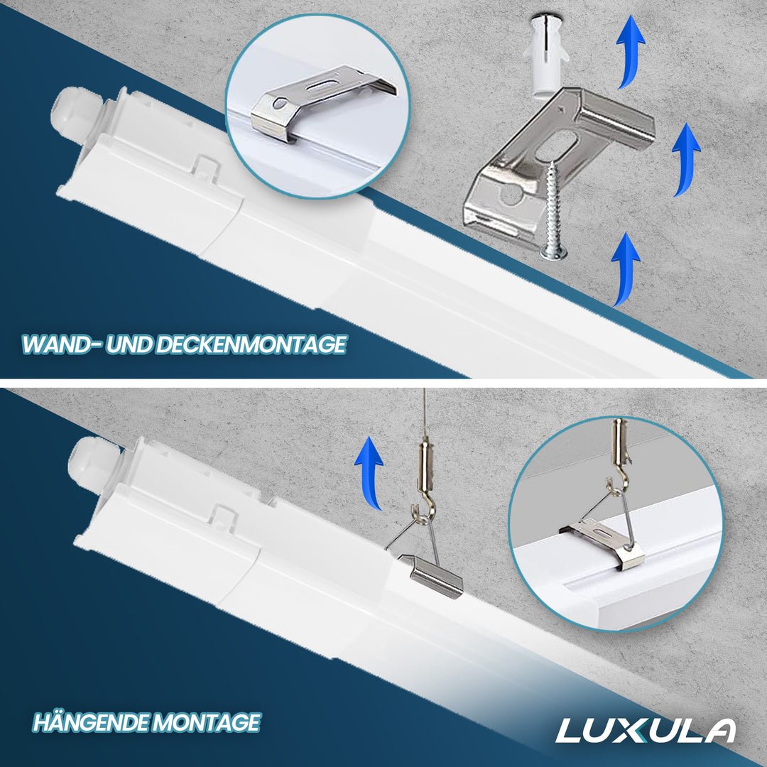 LED Feuchtraumleuchte, 150 cm, 45 W, 5175  lm, 4000 K (neutralweiß), IP66, durchschleifbar, Fast Connector  Lichttechnik24.de.