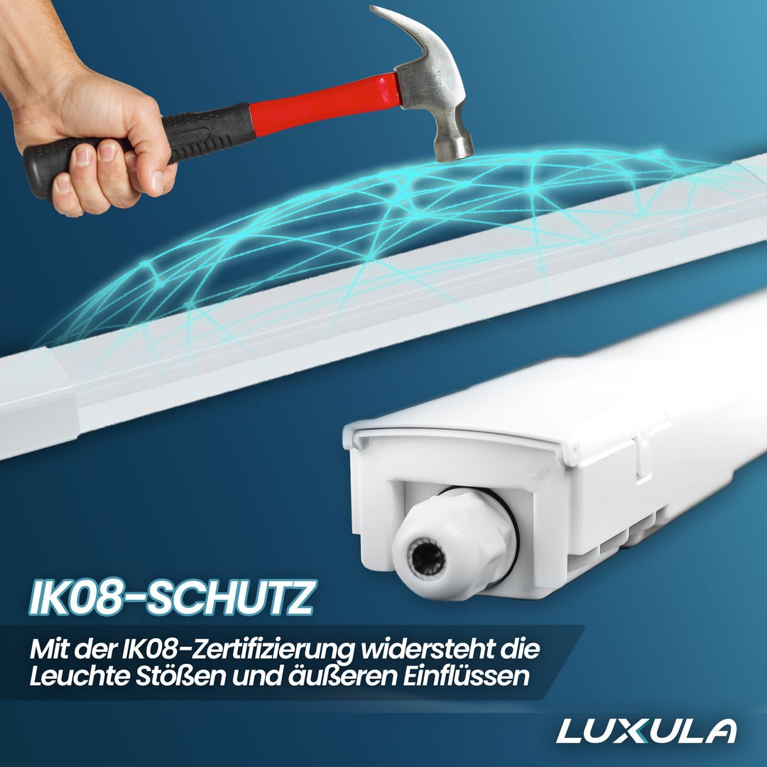 LED Feuchtraumleuchte, 150 cm, 45 W, 5175  lm, 4000 K (neutralweiß), IP66, durchschleifbar, Fast Connector.