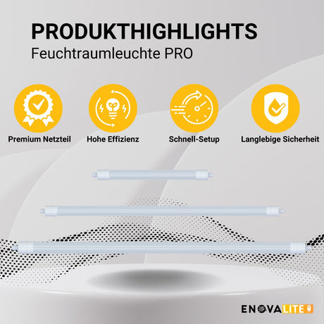 LED Feuchtraumleuchte PRO, 150cm, 50W, 6000lm, 4000K (neutralweiß), IP65, OSRAM-Netzteil, Steckklemme, durchschleifbar.