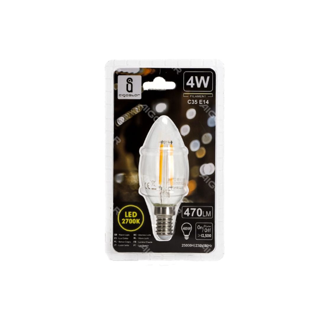 LED Filament Leuchte, E14, 4 W, 470 lm, 2700 K.