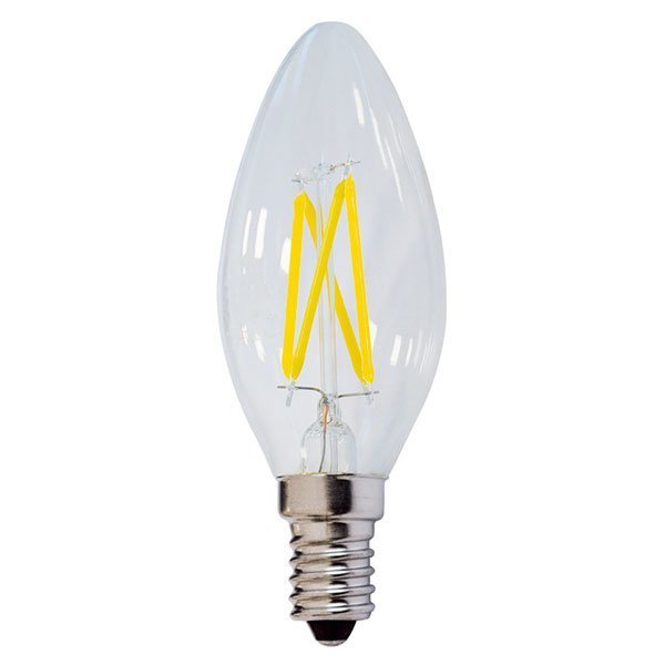LED-Filament-Leuchtmittel, 4 W, 400 Lumen, E14, 2700K, warmweiß.