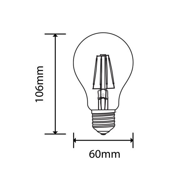 LED-Filament-Leuchtmittel, 5 W, 600 Lumen, E27, 2800 K.