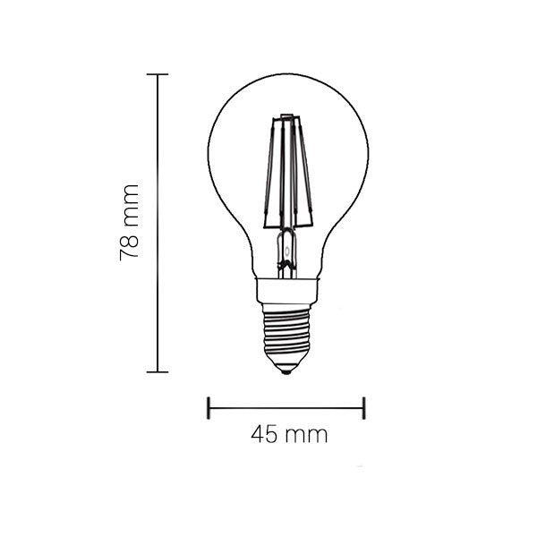 LED Filament Leuchtmittel, E14, 2W, Minibulbform, 200 Lumen, 2700K.