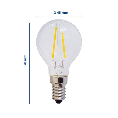 LED Filament Leuchtmittel E14, G45, 4 W, 400 lm, 2700 K  Lichttechnik24.de.