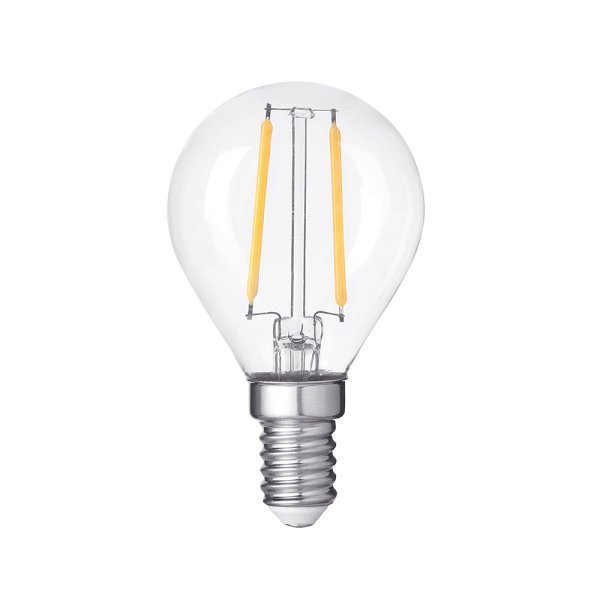 LED Filament Leuchtmittel E14, G45, 4 W, 400 lm, 2700 K, dimmbar.
