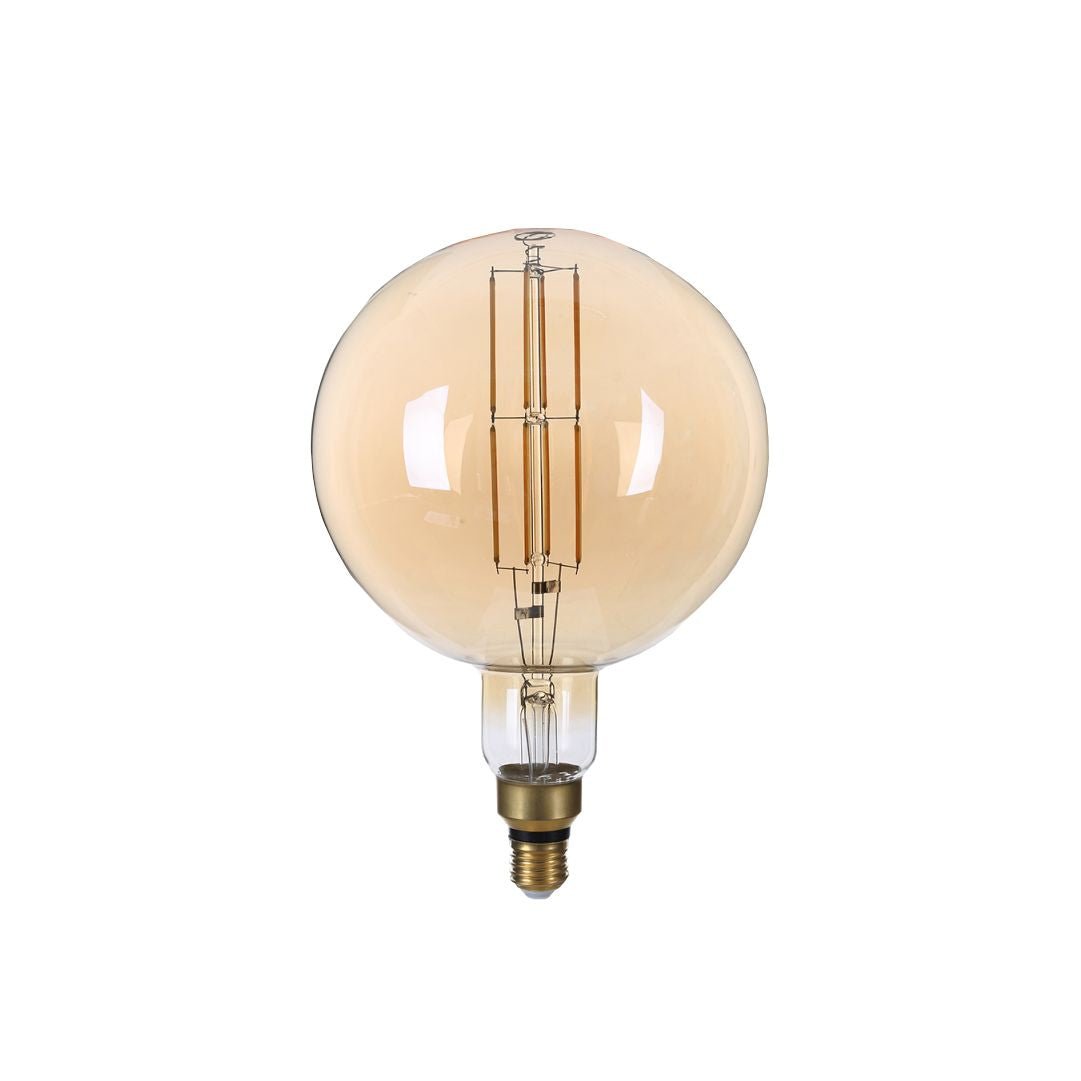 LED Filament Leuchtmittel, Vintage Lampe, G200, gold, E27, groß, Ø 200 mm, 8 W, 810 lm, dimmbar.
