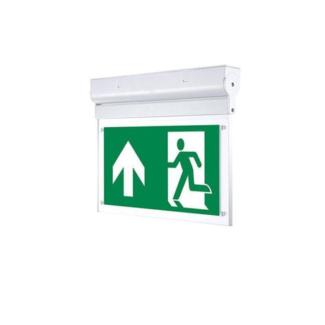 LED-Fluchtwegleuchte, Notausgang mit Notstromeinheit für Wand und Decke.