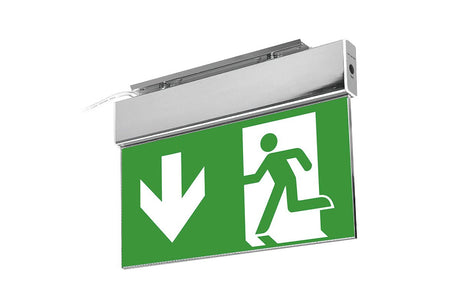 LED-Fluchtwegleuchte, Notausgang mit Notstromeinheit für Wand und Decke (inkl. Abdeckung).