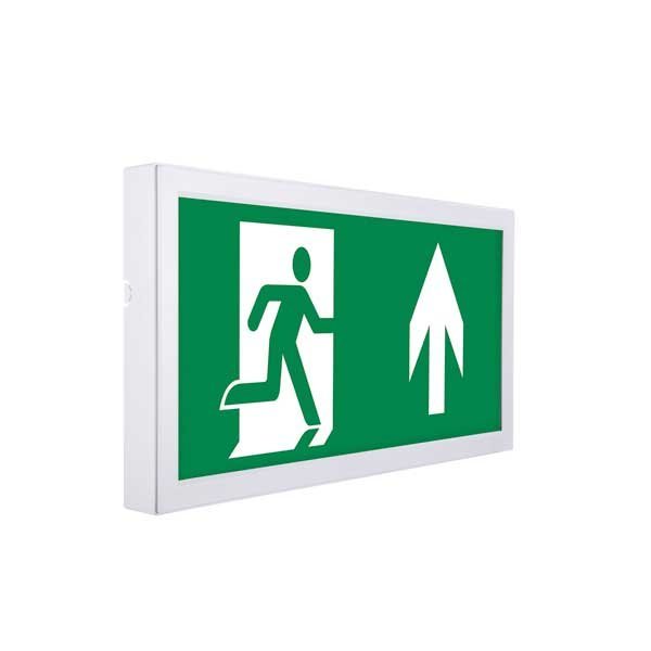 LED-Fluchtwegleuchte, slim, Notausgang mit Notstromeinheit für Wandmontage.
