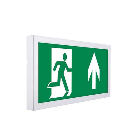 LED-Fluchtwegleuchte, slim, Notausgang mit Notstromeinheit für Wandmontage.