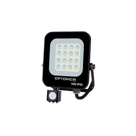 LED-Fluter, 10 W, 6000 K, IP65, Bewegungsmelder, schwarz.