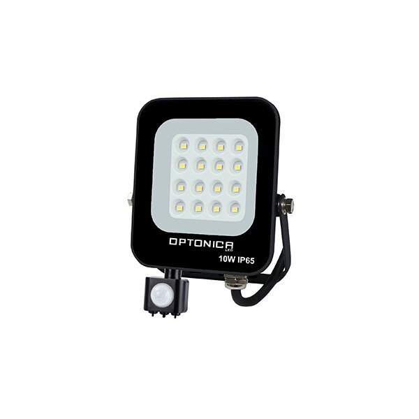 LED-Fluter, 10 W, 6000 K, IP65, Bewegungsmelder, schwarz.