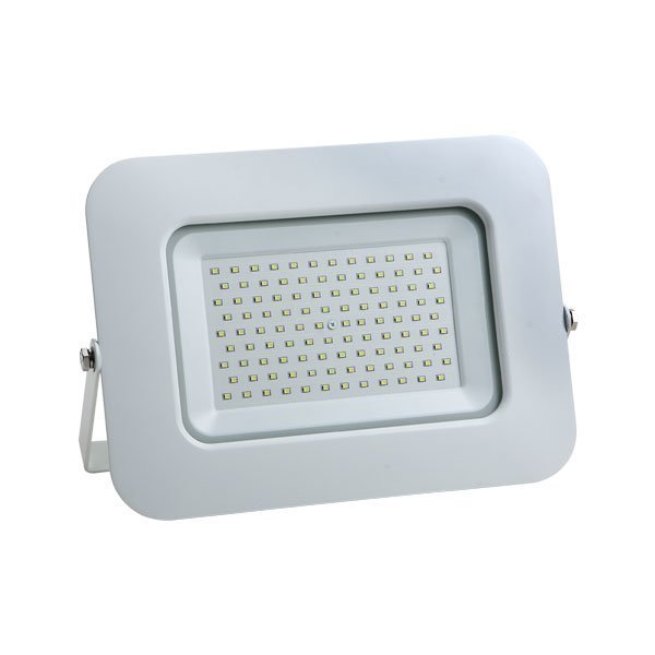LED-Fluter, 100 W, 8500 lm, slim, weiß, IP65, 2800 K (warmweiß).