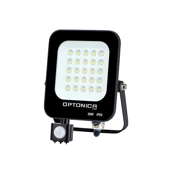 LED-Fluter, 20 W, 4500 K, IP65, Bewegungsmelder, schwarz.