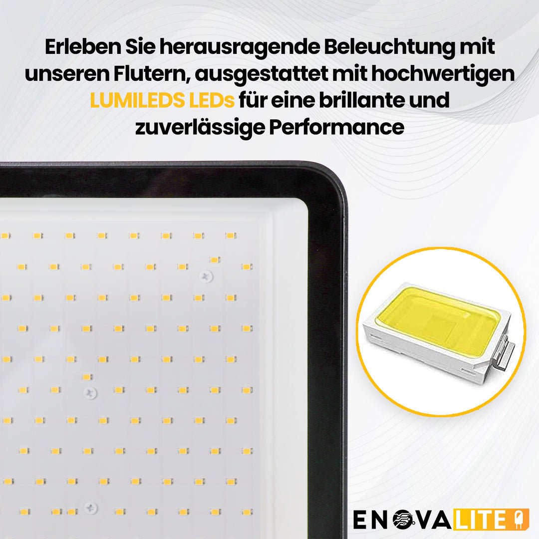 LED-Fluter, 300 W, 4000 K (neutralweiß), 39000 lm, schwarz, IP65, LUMILEDS LED.