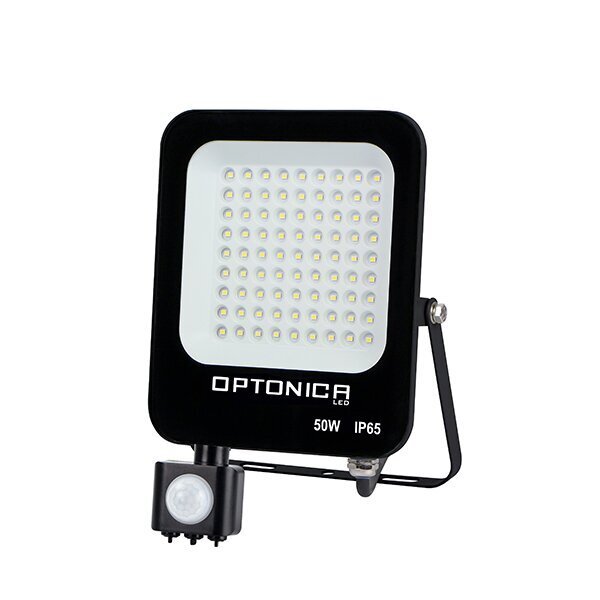 LED-Fluter, 50 W, 4500 K, IP65, Bewegungsmelder, schwarz.