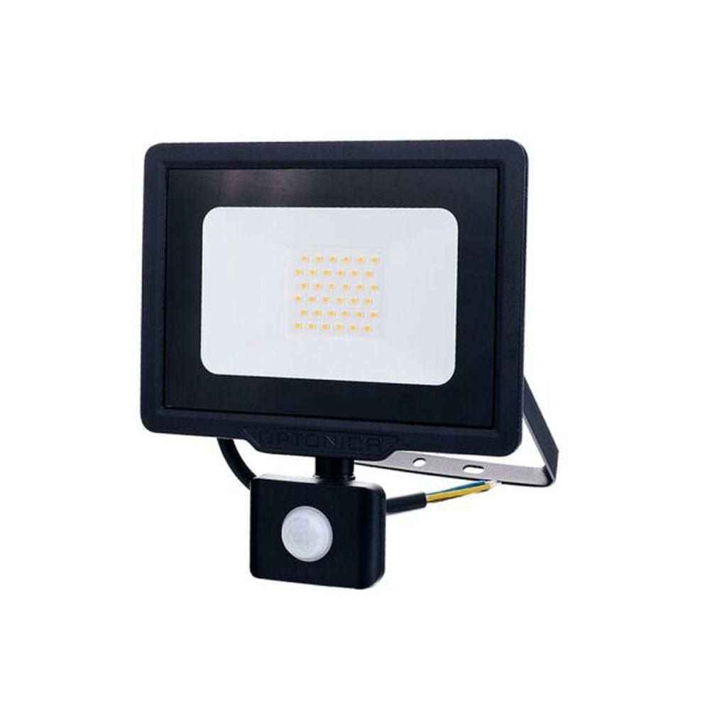 LED-Fluter mit PIR-Sensor, 30 W, 2400 lm, 4500 K, IP65, schwarz.