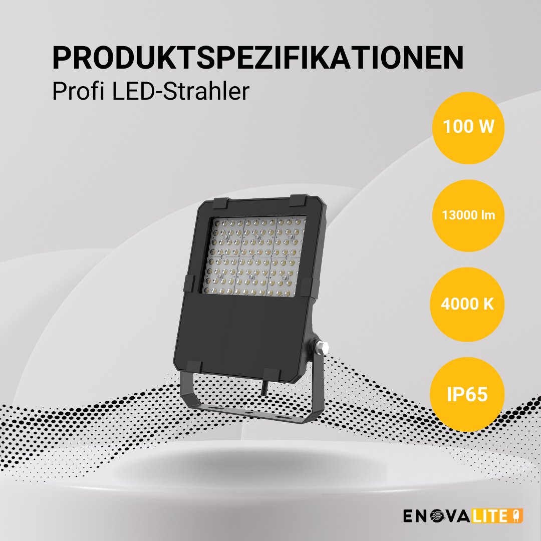 LED-Fluter PRO, 100 W, 4000 K (neutralweiß), 13000 lm, IP65, Lifud, LUMILEDS.