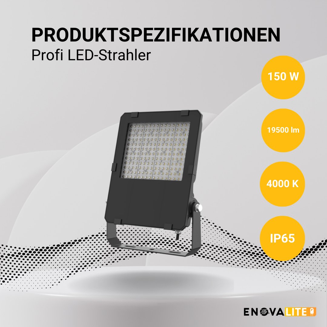 LED-Fluter PRO, 150 W, 4000 K (neutralweiß), 19500 lm, IP65, Lifud, LUMILEDS.