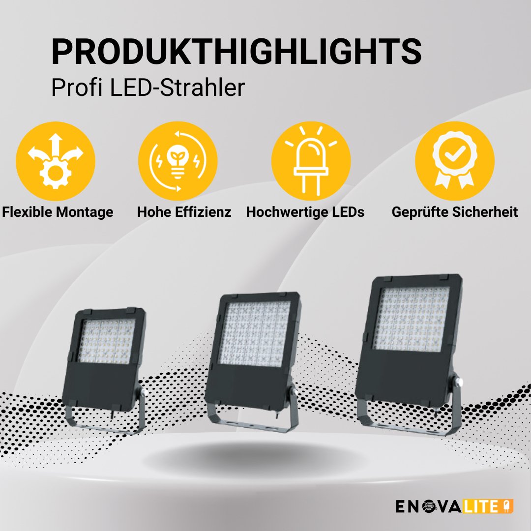 LED-Fluter PRO, 150 W, 4000 K (neutralweiß), 19500 lm, IP65, Lifud, LUMILEDS.