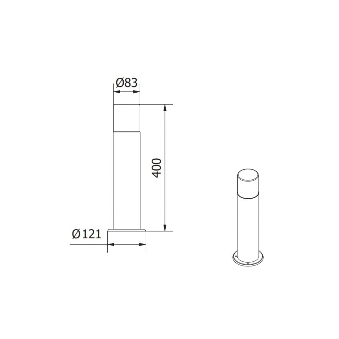 LED Gartenleuchte E27,  Wegeleuchte, 40 cm Säule, IP44, graphit.