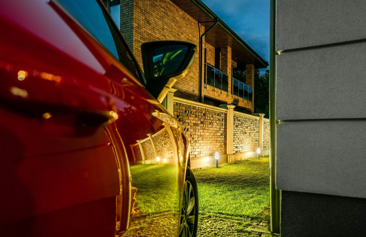 LED Gartenleuchte E27, Wegeleuchte, 45 cm Säule, IP44, Edelstahloptik.