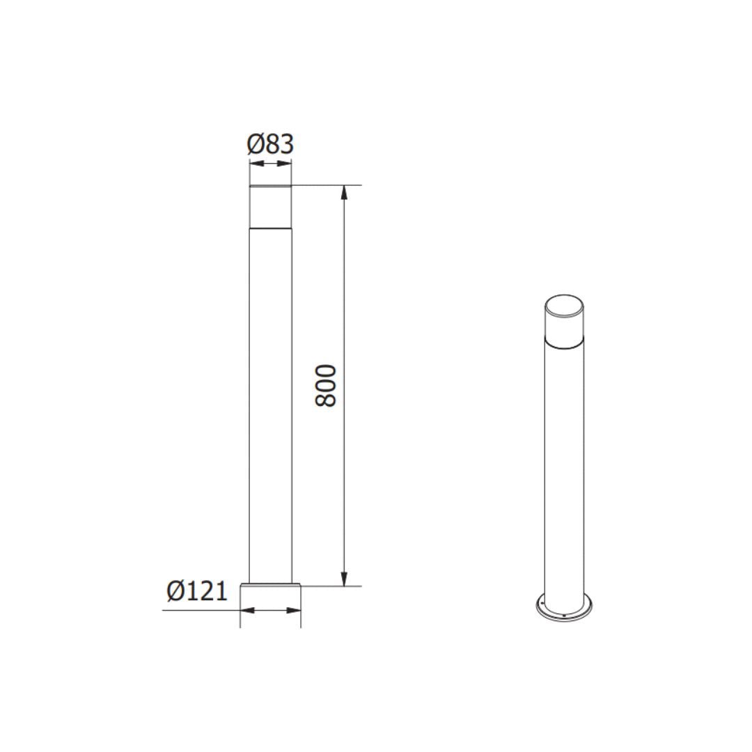 LED Gartenleuchte E27,  Wegeleuchte, 80 cm Säule, IP44, graphit.