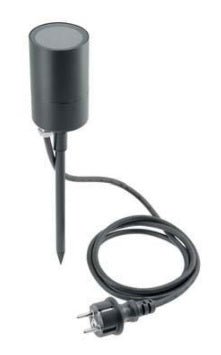 LED Gartenleuchte GU10 mit Stecker und Spieß, Gartenspot, IP44, silber.