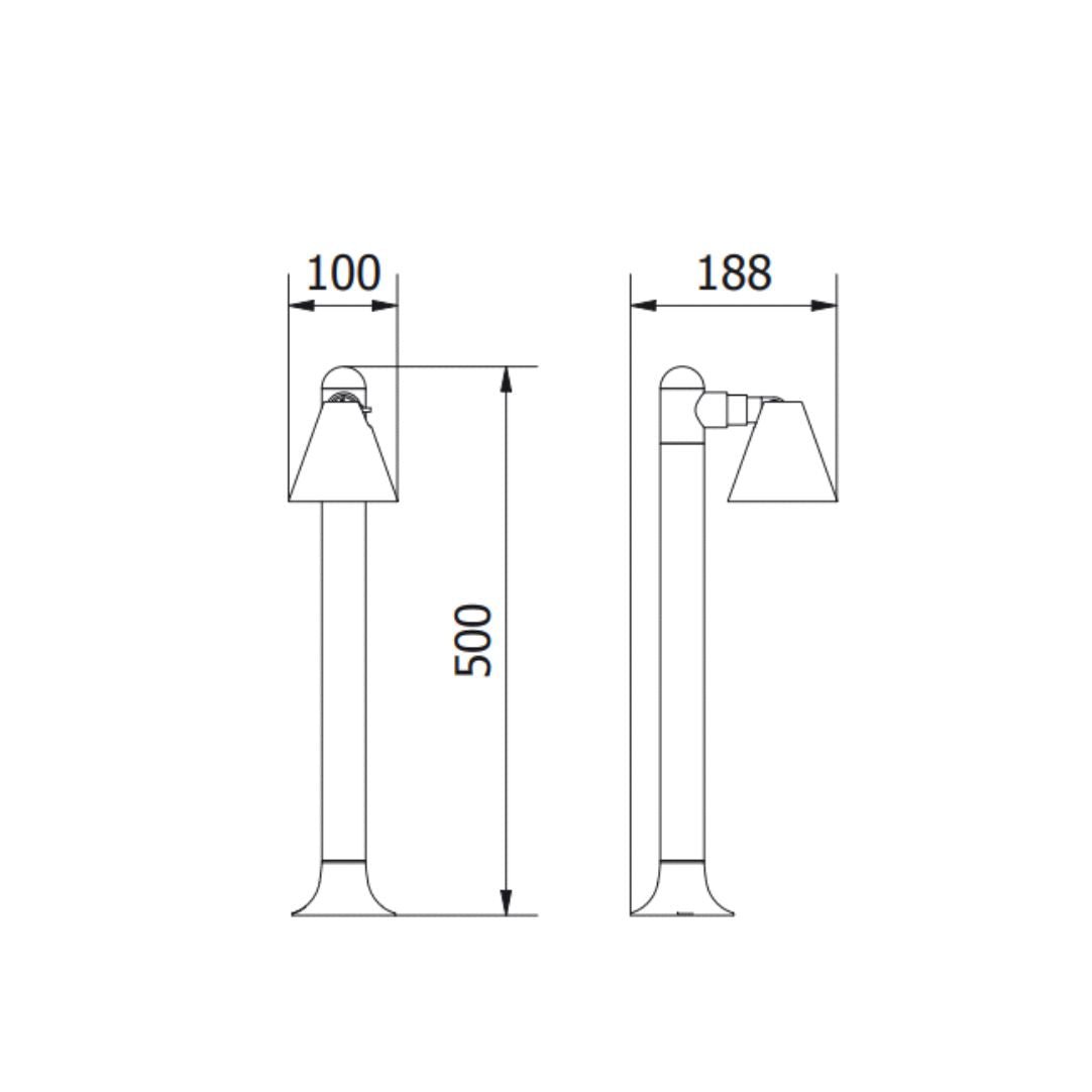 LED Gartenleuchte GU10, Wegeleuchte, 50 cm Säule, IP44, schwarz.